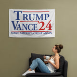 Donald Trump and J.D. Vance 2024 Make America Great Again 3x5 Flag | Trump Vance '24 Single-Side Flag Banner with Grommets on Side