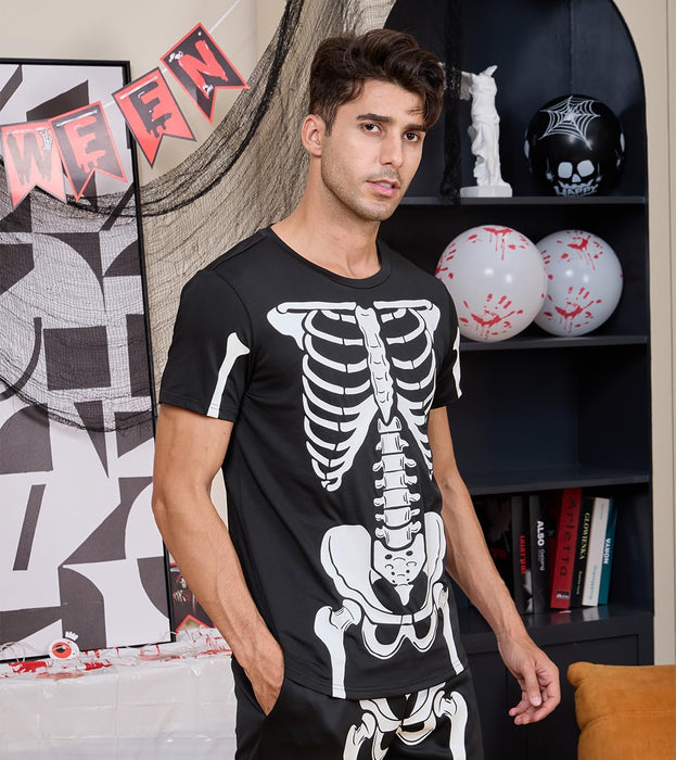 uideazone Halloween Tshirt for Couples 3D Skeleton Skull Short Sleeve Tee Shirt Casual Graphic Cosplay Clothes X-Large