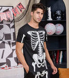 uideazone Halloween Tshirt for Couples 3D Skeleton Skull Short Sleeve Tee Shirt Casual Graphic Cosplay Clothes X-Large