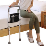 WeHwupe Bed Rails for Elderly Adults Height Adjustable Bed Assist Rail for Seniors Safety Bed Handle with Leg Bedside Fall Prevent Grab Bar with Storage Pocket Fits King Queen Full Twin Bed