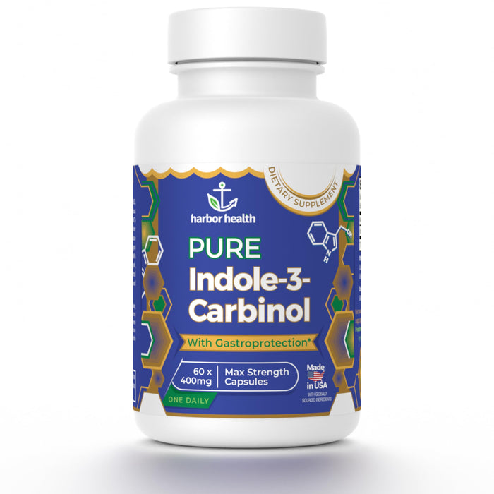 Harbor Health I3C Indole-3-Carbinol 400mg per Capsule - 60 Gastroprotective Capsules, Pure Indole 3 Carbinol, Best Alternative to DIM Supplements, Vegan Non-GMO Hormone Balance for Women and Men