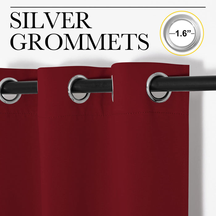 NICETOWN Holiday Christmas Decor Thermal Insulated Solid Grommet Blackout Curtains/Drapes for Living Room (1 Pair, 42 by 63 inches, Burgundy Red)