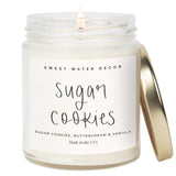 Sweet Water Decor Sugar Cookies Scented Candle - Sugar Cookies, Vanilla, and Buttercream Scented Christmas Candles and Decor for Home - 9oz. Clear Jar Soy Candle, Made in the USA