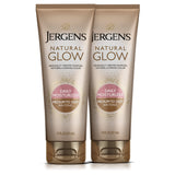 Jergens Natural Glow Self Tanner Lotion, Daily Sunless Fake Tanning, Medium to Deep Skin Tone, Daily Moisturizer, featuring Antioxidants and Vitamin E, 7.5 oz (2 Pack)