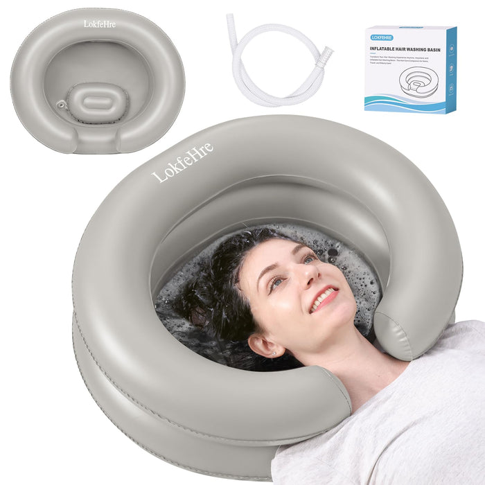 LOKFEHRE Large Portable Inflatable Hair Washing Basin for Bedridden - Wash Hair in Bed with Inflatable Shampoo Bowl.Hair Washing Basin for Elderly,Disabled,Injured,Ideal Inflatable Sink for Locs Detox