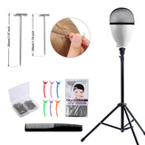 Klvied Reinforced Wig Stand Tripod Mannequin Head Stand, Adjustable Holder for Cosmetology Hairdressing Training with T-with Caps, T-Pins, Comb, Hair Clip, Carrying Bag