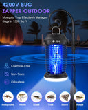 Bug Zapper Outdoor,15w Electric Mosquito Zapper with LED Light for Indoor,4200V Insect Fly Zapper Waterproof with 8.92ft Power Cord,Fly Trap Outdoor for Home,Patio,Backyard,Garden,Camping