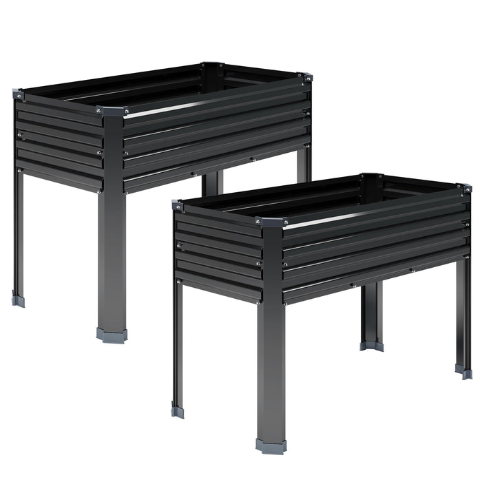 DIIYIV 2PCS Galvanized Raised Garden Bed with Legs,2PCS 48×18×30in Elevated Planter Box for Backyard,Garden, Patio, Balcony, 300lb Capacity,Planters for Outdoor Plants,Black