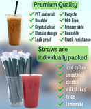 20 oz Clear Plastic Cups with Lids and STRAWS, Disposable Drinking Cups for Cold Drinks, Iced Coffee, Milkshakes, Smoothies, 25 Sets