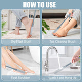 OWIIZI Toe Cleaning Brush 15.7" Foot Scrubber in Shower with Long Handle Silicone Foot Brush Soft Skin Exfoliation Lotion Applicator for Foot Seniors,Elderly, Men and Women 2Pack