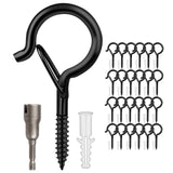 24 PCS Q-Hanger Hooks, Screw Hooks for Outdoor String Lights, Safety Buckle Design Cup Eye Hook for Hanging Christmas Lights, Plants, Wind Chimes, Mounted on Wall Ceiling, Include 1 Wing Nut Driver