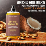 MYSTÉRE BEAUTÉ Coconut Massage Oil for Massage Therapy, Therapeutic Massage, Skin Hydrating & Revitalizing, Provides Soothing Relief, Aromatherapy Benefits, Excellent for All Skin Types - 8 fl oz