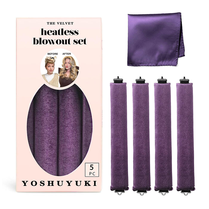 Heatless Hair Curler Overnight Curls Blowout Rods Headband No Heat Curlers to Sleep in Large Rods Hair Rollers Blowout Look for Short Hair Styling Tools Silk Hair Wrap Curling Set Violet