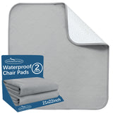 Waterproof Chair Pads for Incontinence Washable 22'' x 21'', 2 Pack Absorbent Seat Protector Pee Pads for Adults, Elderly, Kids, Toddler and Pets, Grey