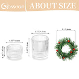 Glasseam Tealight Candle Holder with Candle Rings Wreaths: Ribbed Votive Candle Holders Set of 8, Mini Glass Candle Holder with Halloween Wreath, Christmas Candle Holder for Table Advent Centerpiece