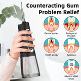 Water Flosser for Teeth Cleaner Rechargeable Oral Irrigator 4 Modes 300ML IPX7 Waterproof Powerful Battery Portable Water Dental Pick for Home Travel (Black)