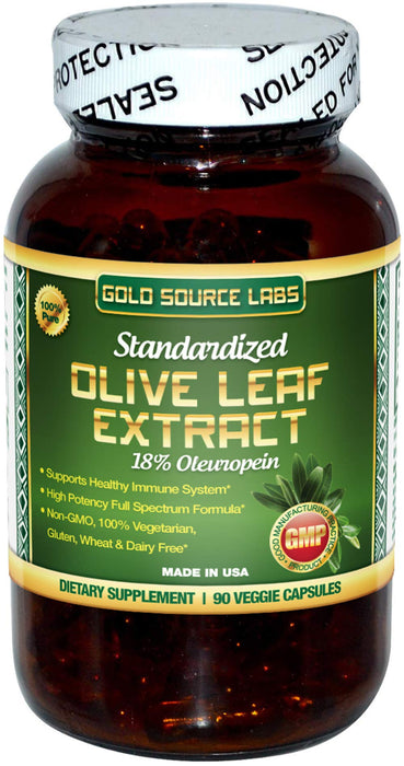 Gold Source Labs Organic Olive Leaf Extract Capsules - Pure Organic Olive Leaf Plus Standardized Oleuropein Extract, 90 Vegetarian Caps, 400 mg Maximum Strength Complex for Immune Health