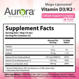 Aurora Nutrascience, Mega-Liposomal Vitamin D3/K2+ with Vitamin C, Organic Fruit Flavor, Gluten Free, Non GMO, 16 fl oz (480 ml)