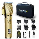 FADEKING® Professional Hair Clippers for Men - Cordless Barber Clippers for Hair Cutting, Rechargeable Hair Beard Trimmer with LED Display & Quality Travel Storage Case (Gold)