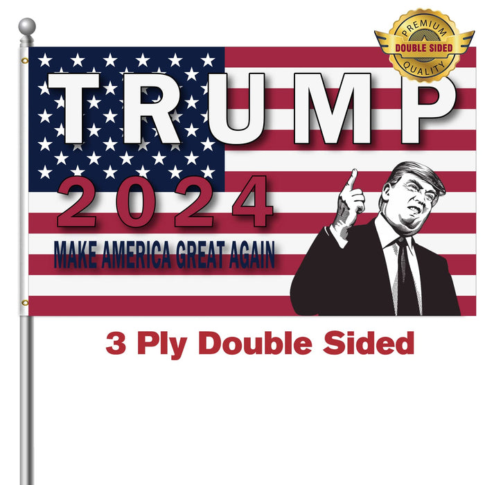 TRUMP 2024 Flag 3x5 outdoor made in usa Double Sided 3ply Make America Great Again Heavy Duty PresidentTrump Flags 2024 for Indoor Outdoor Decorations