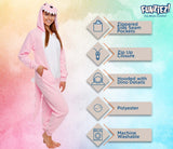 Funziez! Slim Fit Adult Onesie - Animal Halloween Costume - Plush Fruit One Piece Cosplay Suit for Women and Men