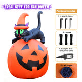 5FT Halloween Inflatable Pumpkin Yard Decoration, Lighted Blow Up Outdoor Decor, Stacked Witch’s Black Cat with Pumpkin Built-in LED Lights for Balcony Home Holiday Party Lawn Patio Outside Event Prop