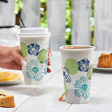 Comfy Package [16 oz. - 100 Count Floral Paper Cups, Disposable Drinking Cups - Ideal for Hot and Cold Beverages, Parties, and Daily Use