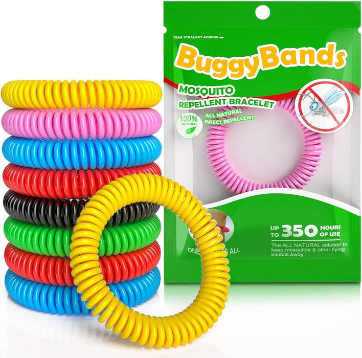 BuggyBands Mosquito Bracelets, 30 Pack Individually Wrapped Wristbands, DEET Free, Natural and Waterproof Bands, Camping Travel Essentials