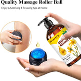 3 Pack Cellulite,Sore Muscle & Lavender Relaxation Massage Oils with Roller Massage Ball,Spa Treatment Gift Set for Soothes Sore Muscle. Natural Massage Oils for Date Night Valentines Day Gifts