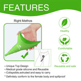 Female Urination Device,Reusable Silicone Female Urinal Foolproof Women Pee Funnel Allows Women to Pee Standing Up,Women's Urinal is The Perfect Companion for Travel and Outdoor (Green)