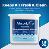 Absorb Pro - Moisture Absorber Tub Fragrance Free - 3-Pack - 18 oz Unscented Disposable Odor Eliminator Box & Dehumidifier for Garage, Home, Kitchen, Bedroom, Bathroom, Closet, Cars, and Boats