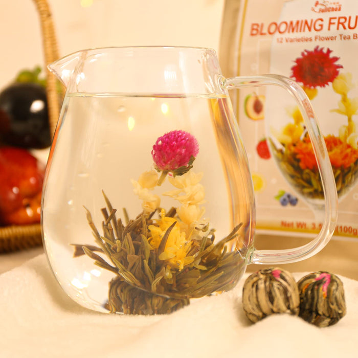 FullChea - Blooming Flowering Tea, 12 Unique Varieties - Flowering Tea in 12 Delicious Fruit Flavors - Gift For Tea Lovers, Christmas, Anniversary, Valentine, Birthday