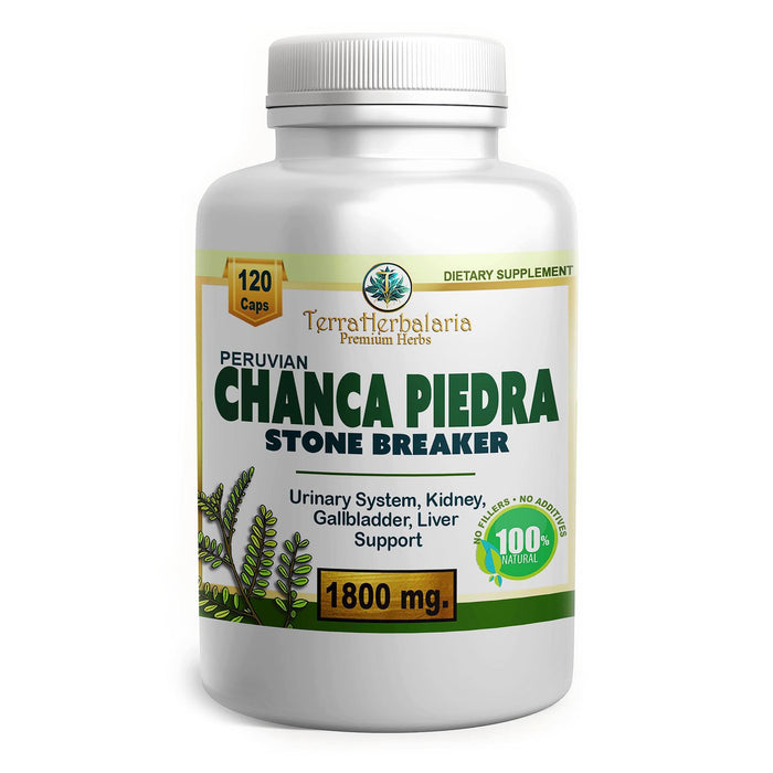 Chanca Piedra Stone Breaker | Made in USA with Premium Chanca Piedra from Peru | 1800 mg | Stone Dissolver Crusher, Kidney & Gallbladder Support | Liver Support, Flush,120 Vegetarian Soft Capsules