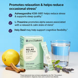 WellTaken Ashwagandha Relax & De-Stress Powder - Lemon Lavender 14ct Box - 600mg Ashwagandha, 200mg L-Theanine, Holy Basil – Supports Stress, Relaxation – Vegan, No Added Sugar - 14 Servings