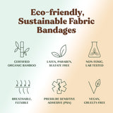 FEBU Eco-Friendly Organic Bamboo Fabric Bandages | PFAS Free Flexible Fabric Bandages | Latex Free Bandages | Natural Hypoallergenic Bandages for Scrapes, Cuts & First Aid | 75 Count Pack