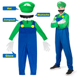 Sea Suntime Adult Costume Men Halloween Costume Cosplay Plumber Jeans Jumpsuit Hat Moustache Gloves