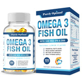 Premium Omega 3 Fish Oil Supplement 2400mg - Burpless Fish Oil Omega3 Softgels w/ 1440mg EPA & DHA, Brain Function & Eye Health - Lemon Flavor, Non-GMO 120 Softgels