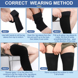 Zhanmai 2 Pairs Men's Thigh High Compression Stockings Footless 20-30 mmHg Compression Leg Sleeves Thigh High Graded Compression with Silicone Band for Men Sport Running Edema Swelling Black XL