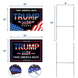 Trump 2024 Yard Signs, 2PCS 16" X 12" Trump 2024 Take America Back Yard Signs for Garden with Heavy Duty Metal H-Frames Double Sided Placard Voted For Trump Signs