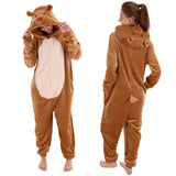 COSUSKET Snug Fit Unisex Adult Onesie Pajamas, Flannel Teddy Bear Cosplay Animal One Piece Halloween Costume Sleepwear Homewear