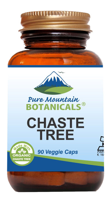 Pure Mountain Botanicals Chaste Tree Berry Capsules - Kosher Vegan Caps with 400mg Organic Vitex Chasteberry