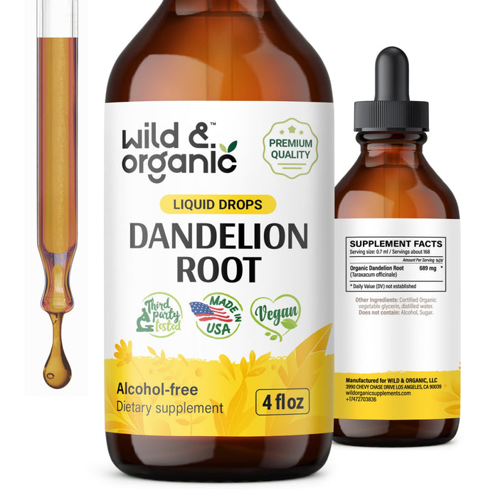 Organic Dandelion Root Liquid Extract - Dandelion Root Tincture - Vegan, Alcohol Free Dandelion Root Drops Supplements - Taraxacum Officinale - 4 fl oz