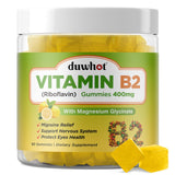 duwhot Vitamin B2 Gummies for Men & Women, Riboflavin 400mg Supplement for Migraine Relief, Lemon Flavor B2 Vitamins Gummies - 60 Chewable