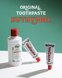 EUTHYMOL Original Toothpaste (3.7fl oz, Pack of 3) - Fluoride-Free Toothpaste for Sensitive Teeth & Gum. Bad Breath, Cavity Prevention, 12-Hour Long Lasting Freshness with Wintergreen.