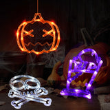 LOLStar Halloween Decorations 3 Pack Orange Pumpkin, White Skull, Purple Tombstone Halloween Window Lights with Suction Cup, Battery Operated Halloween Lights with Slow Fade Mode and Timer Function