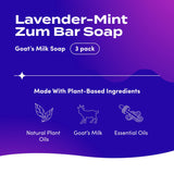 Indigo Wild Zum Bar Goat's Milk Soap - Mother's Day Gift - Lavender-Mint - 3 oz (3 Pack)