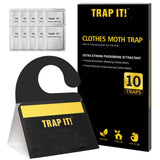 TRAP IT! Moth Traps for Clothes, 10 Pack Clothes Moth Traps with Pheromones to Trap and Kill Case-Bearing Webbing Moths, Non-Toxic Sticky Glue Trap Clothing Moth Repellent for Closets Moth Control
