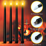 Enhon 8 Pieces Flameless Taper Candles 10 Inch LED Candles Battery Operated Flickering Candles for Wedding Christmas Dinner Church Spell Holiday Advent Rituals(Black)