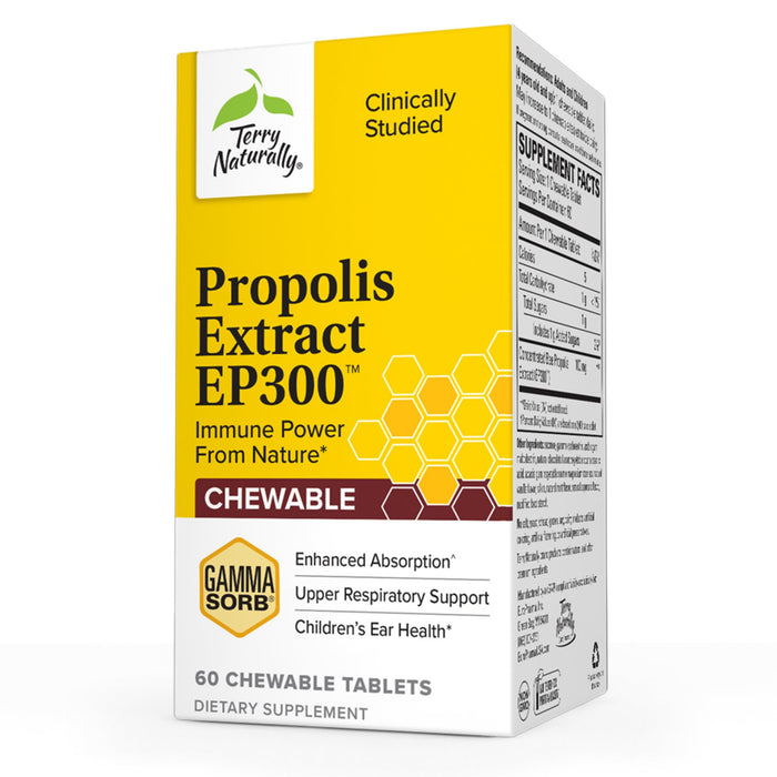 Terry Naturally Propolis Extract EP300, 60 Chewable Tablets - Immune Support for Kids & Adults - Non-GMO - 60 Servings