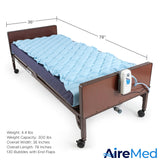 AireMed: Alternating Air Pressure Mattress Pad with Quiet Electric Pump System - Premium Hospital Bed Mattress Topper for Bed Sore Prevention - Medical Bed Sore Cushions for Butt & Back